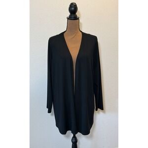 J.Jill Wearever Collection Knit Open Front Jersey Stretch Black Cardigan Sz 1X‎